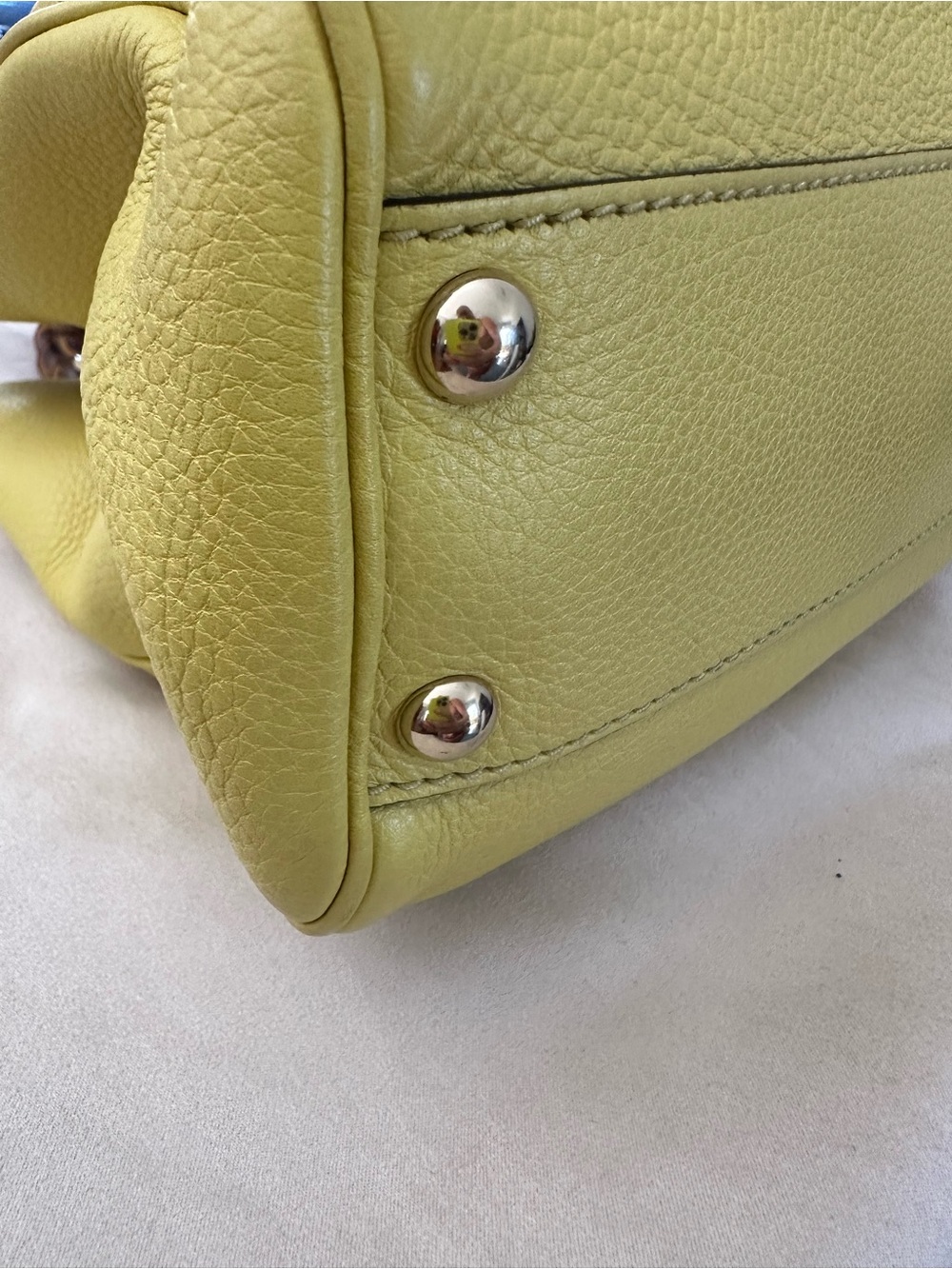 Gucci Yellow Leather Satchel Bamboo Handles Vintage w/ shoulder/cross strap - Picture 3 of 15